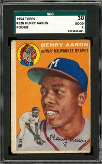 1954 Topps #128 Hank Aaron Rookie Card – SGC 30 GD 2